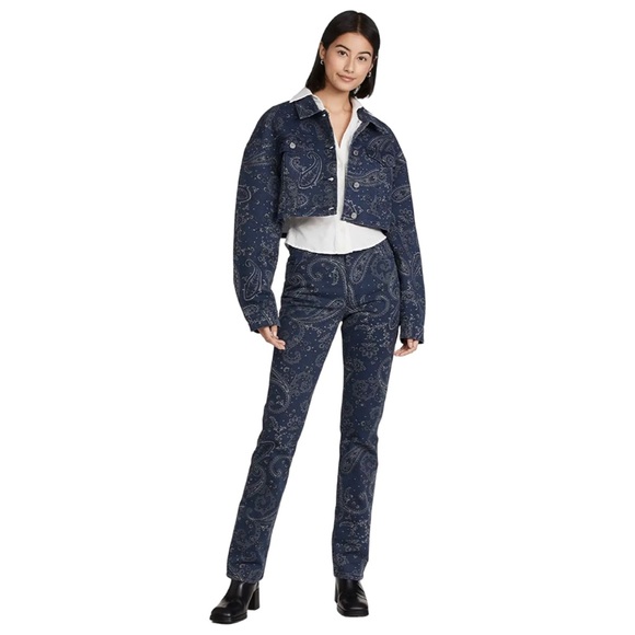 ✨WeWoreWhat✨Cropped Jean Jacket in Night Sky Size XS/S - Picture 5 of 10